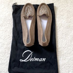 New Delman Grommet Mushroom Suede loafers flats 6